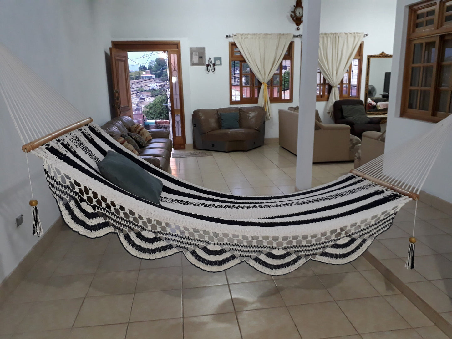 White and Blue Hammock Special for Gift - Natural Cotton | Columpiame