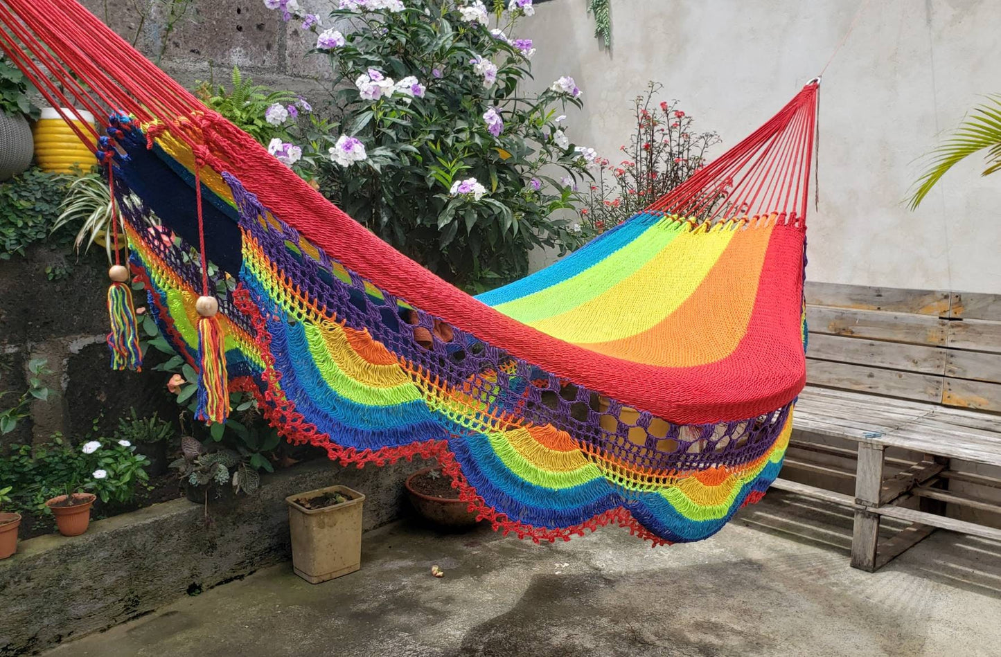 Multicolor Hammock Without Wood with Brilliant Colors - Natural Cotton | Columpiame