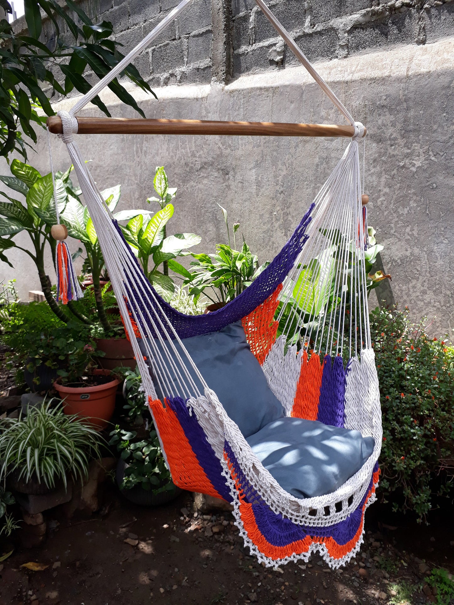 Individual Tricolor Hanging Chair - Natural Cotton & Wood | Columpiame