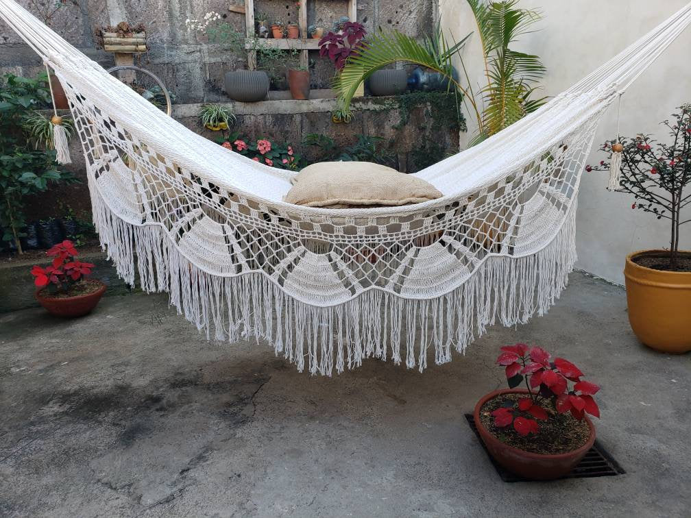 Beige Hammock Without Wood - Portable Natural Cotton | Columpiame