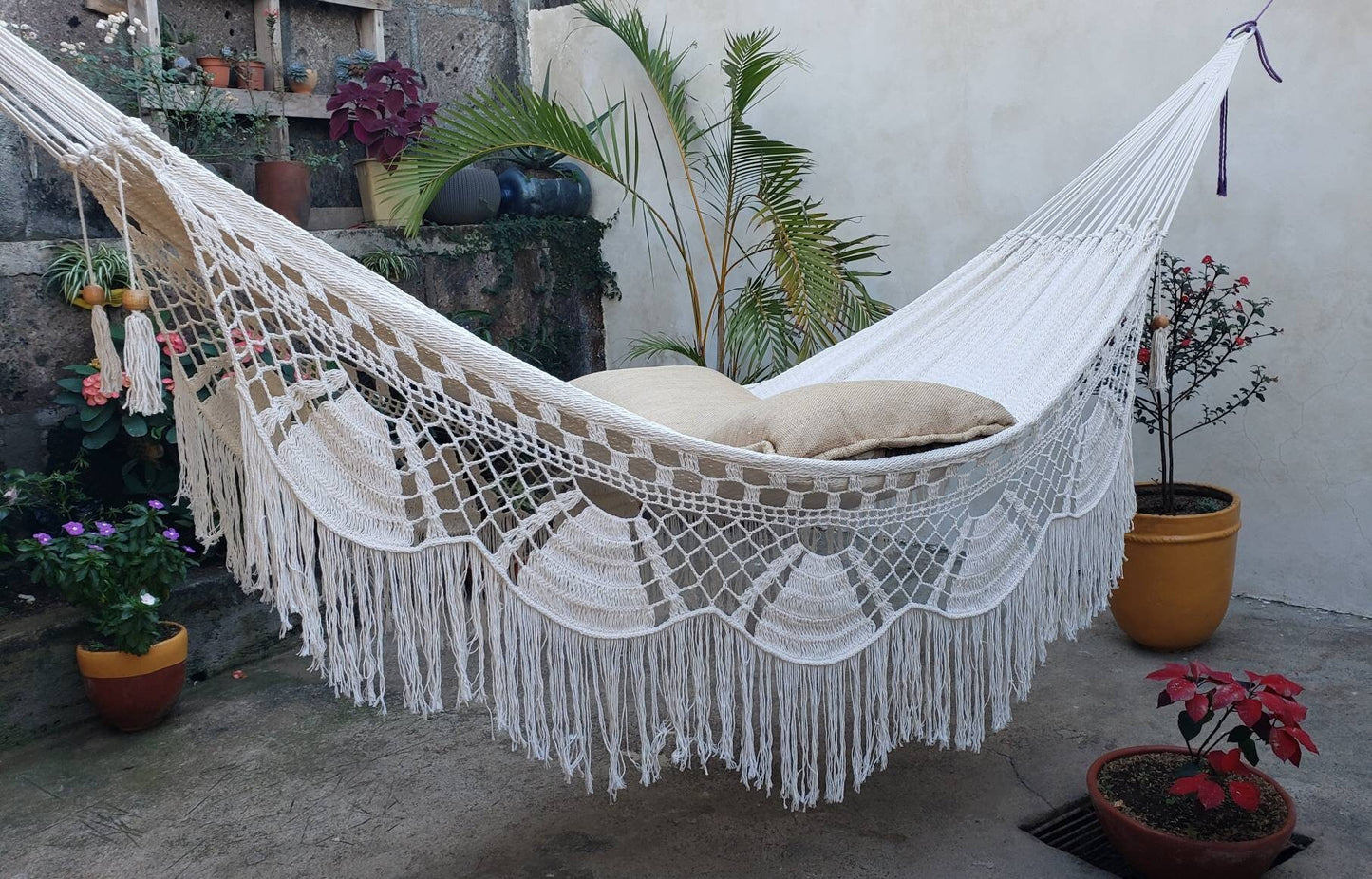 Beige Hammock Without Wood - Portable Natural Cotton | Columpiame