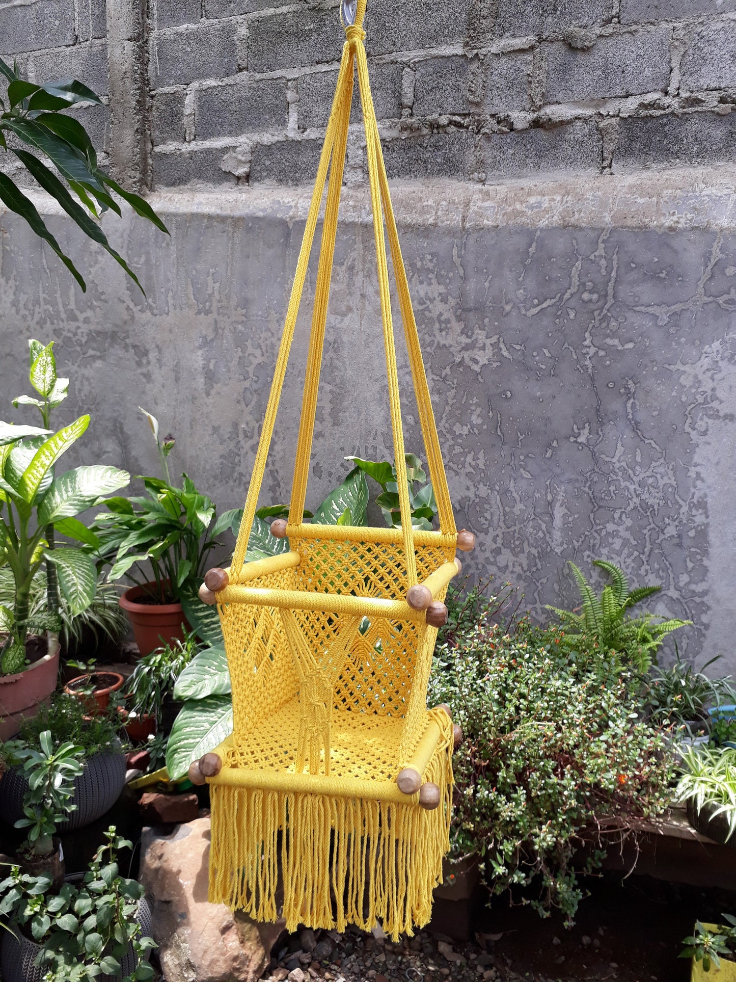 Beautiful Yellow Baby Hanging Chair - Natural Cotton | Columpiame