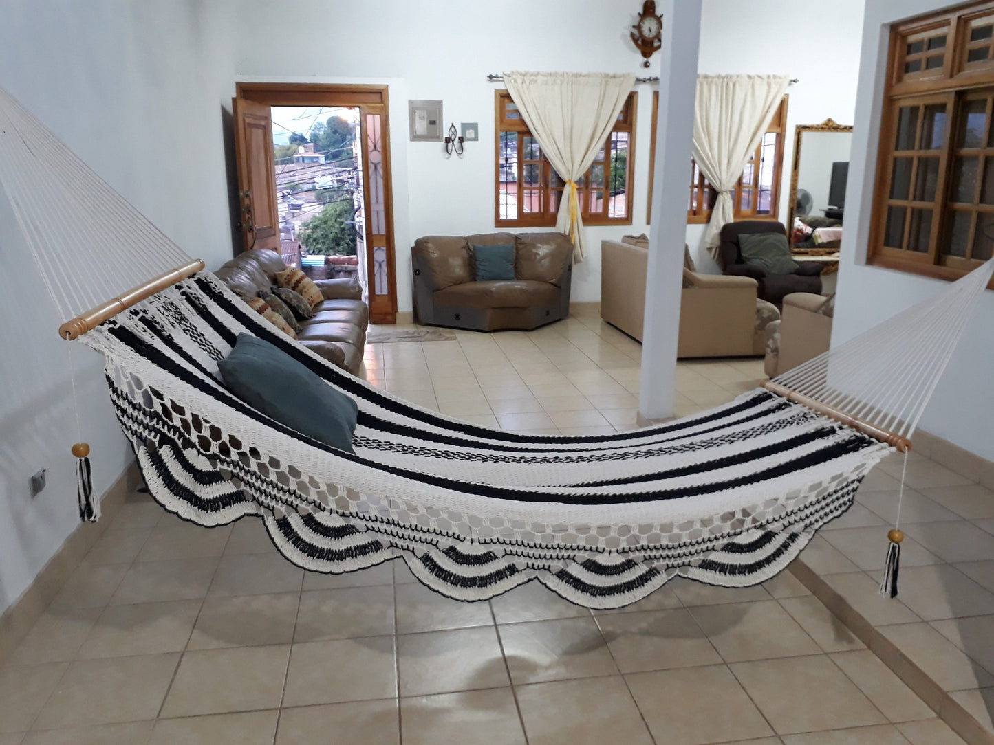 White and Blue Hammock Special for Gift - Natural Cotton | Columpiame