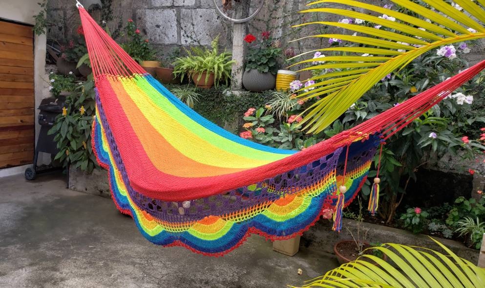 Multicolor Hammock Without Wood with Brilliant Colors - Natural Cotton | Columpiame