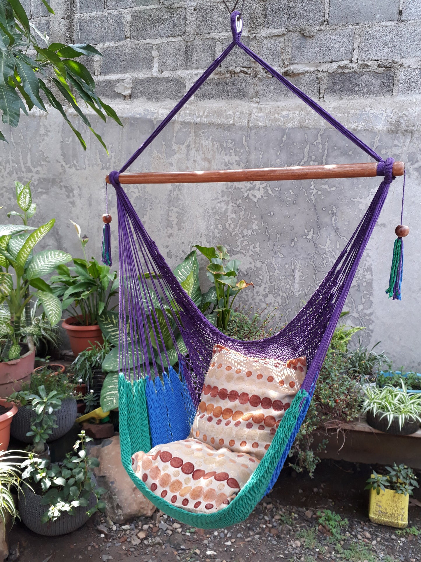 Beautiful Tricolor Hanging Chair - Natural Cotton | Columpiame