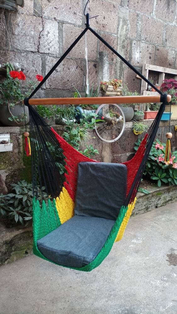 Rasta Hanging Chair - Natural Cotton & Wood | Columpiame