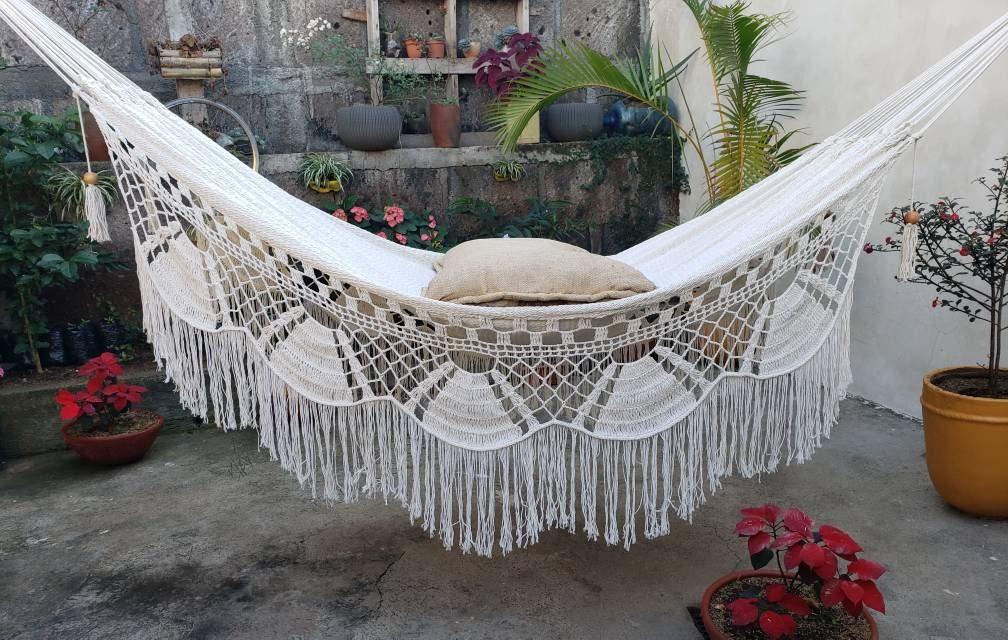 Beige Hammock Without Wood - Portable Natural Cotton | Columpiame
