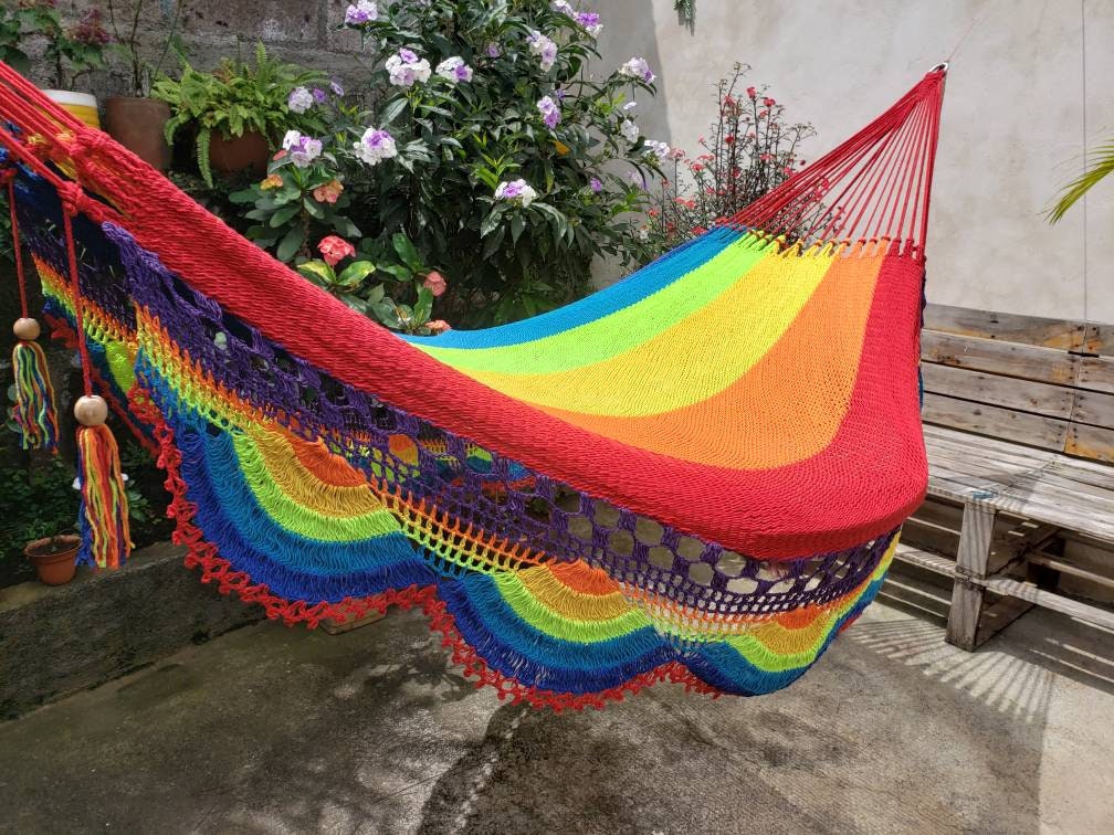 Multicolor Hammock Without Wood with Brilliant Colors - Natural Cotton | Columpiame