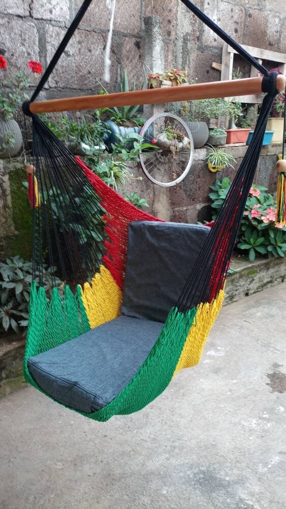 Rasta Hanging Chair - Natural Cotton & Wood | Columpiame