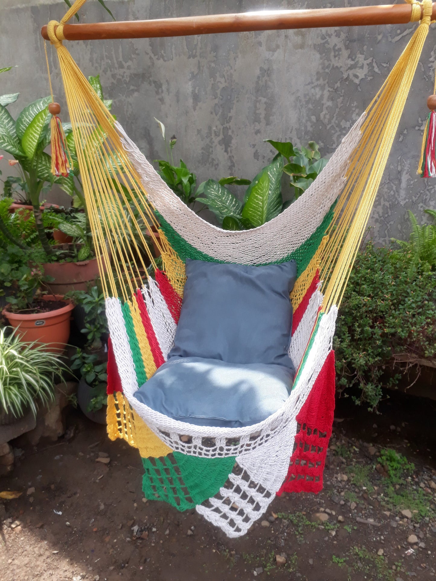 Beautiful Multicolor Hanging Chair - Natural Cotton | Columpiame