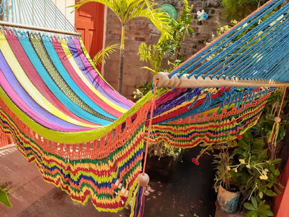 Varied Colors Hammock with Unique Lace - Natural Cotton | Columpiame