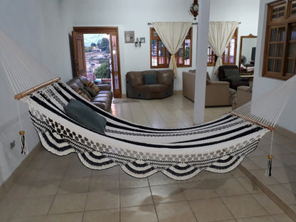 White and Blue Hammock Special for Gift - Natural Cotton | Columpiame