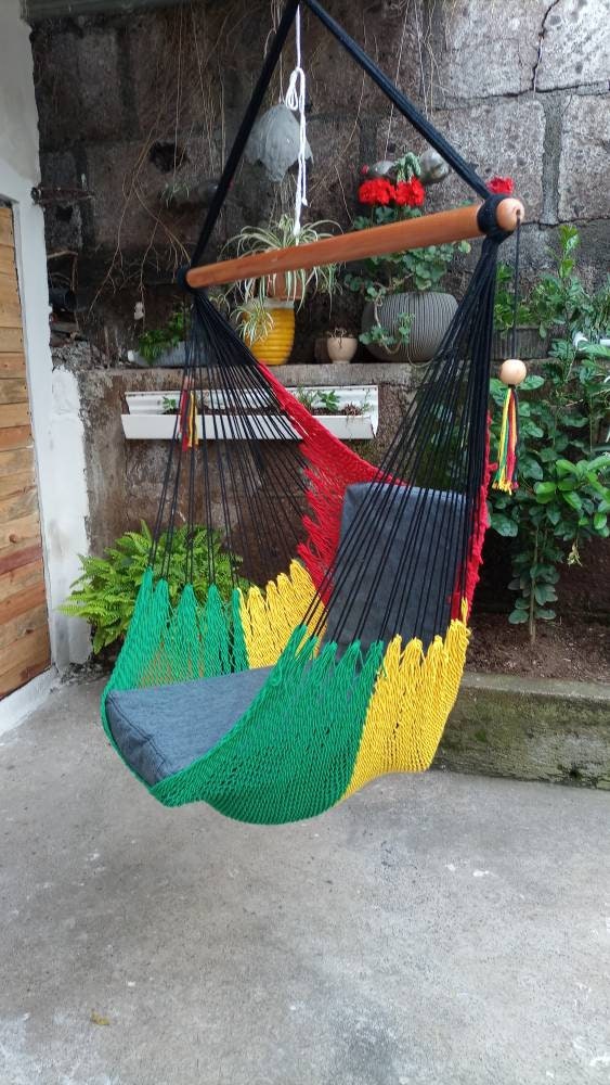 Rasta Hanging Chair - Natural Cotton & Wood | Columpiame