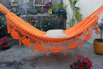 Orange Hammock Without Wood - Portable Natural Cotton | Columpiame