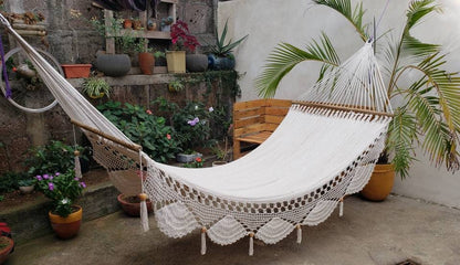 Beige Hammock with Wood - 100% Natural Cotton | Columpiame