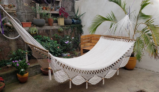 Beige Hammock with Wood - 100% Natural Cotton | Columpiame