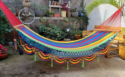 Cute Multicolor Hammock with Wood - Natural Cotton | Columpiame