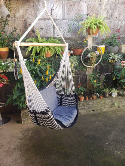 Black and White Cute Hanging Chair - Natural Cotton | Columpiame
