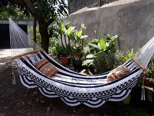 White and Blue Hammock Special for Gift - Natural Cotton | Columpiame