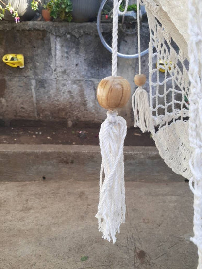 White Hammock with Special Fringes Without Wood - Natural Cotton | Columpiame
