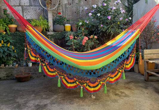 Cute Multicolor Hammock Without Wood - Natural Cotton | Columpiame