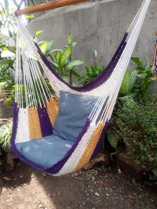 Beautiful Tricolor Hanging Chair - Natural Cotton | Columpiame