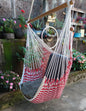 Red and White Hanging Chair with Wood - Natural Cotton | Columpiame