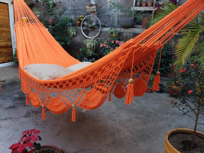 Orange Hammock Without Wood - Portable Natural Cotton | Columpiame