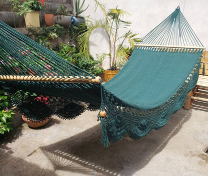 Green Hammock with Wood - 100% Natural Cotton | Columpiame