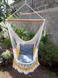 Beautiful Yellow and White Hanging Chair - Natural Cotton | Columpiame