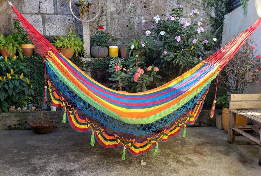 Cute Multicolor Hammock Without Wood - Natural Cotton | Columpiame