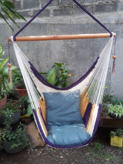 Beautiful Tricolor Hanging Chair - Natural Cotton | Columpiame