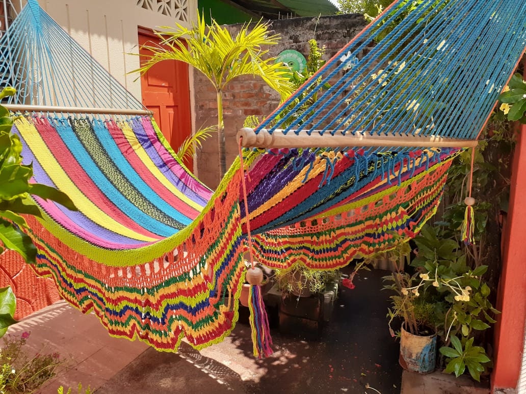 Varied Colors Hammock with Unique Lace - Natural Cotton | Columpiame