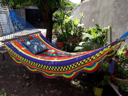 Multicolor Hammock with Beautiful Wood - Natural Cotton | Columpiame