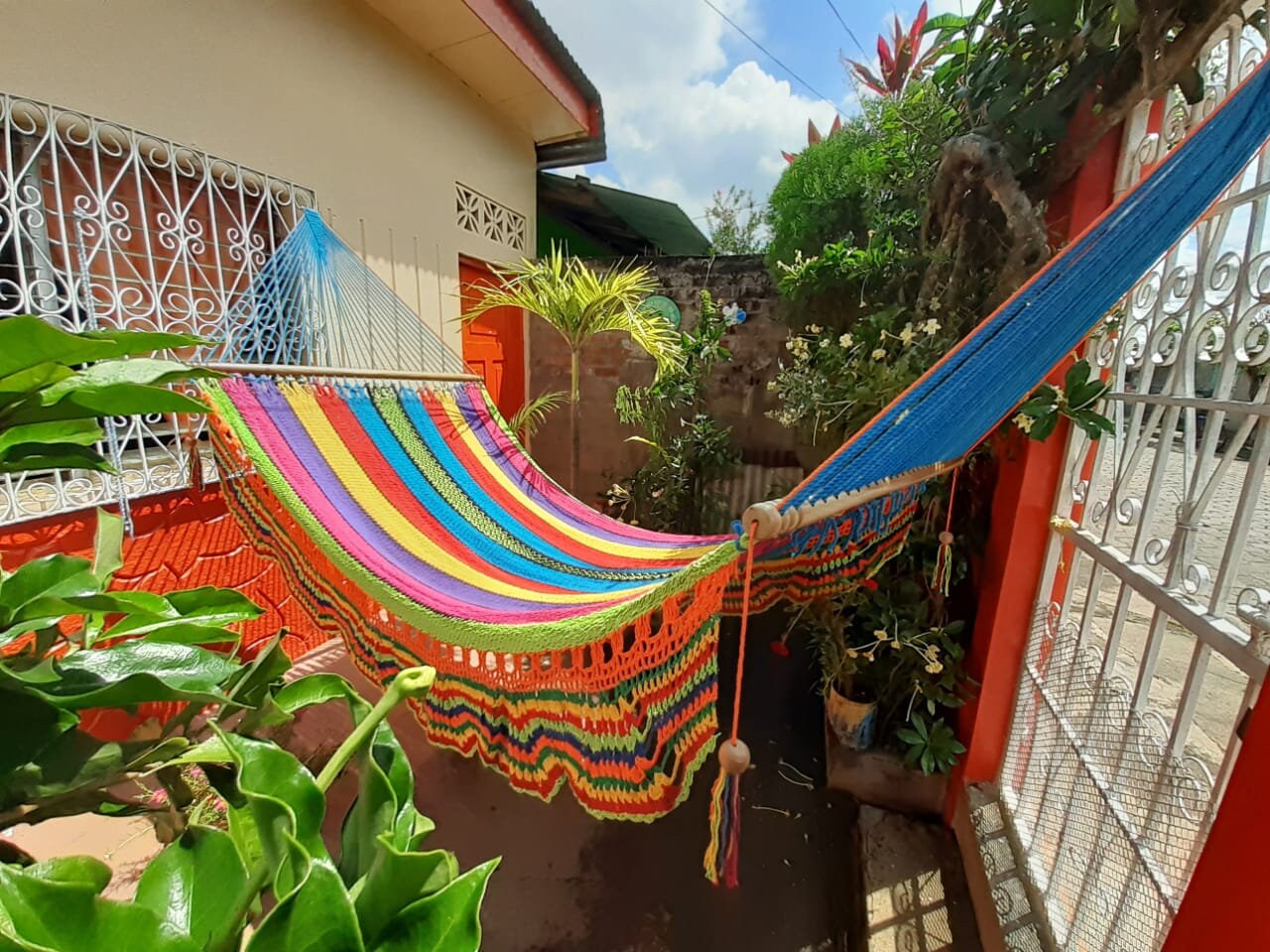 Varied Colors Hammock with Unique Lace - Natural Cotton | Columpiame