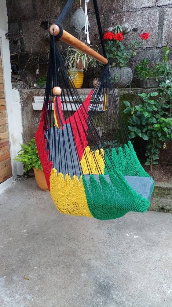 Rasta Hanging Chair - Natural Cotton & Wood | Columpiame