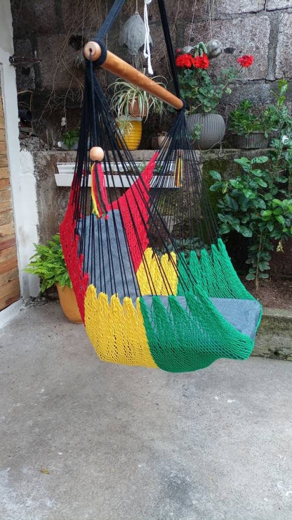 Rasta Hanging Chair - Natural Cotton & Wood | Columpiame