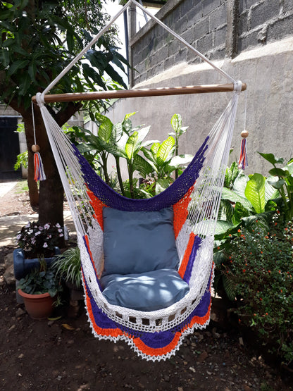 Individual Tricolor Hanging Chair - Natural Cotton & Wood | Columpiame