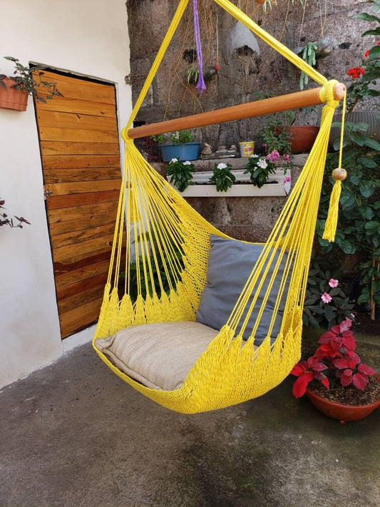 Cute Yellow Hanging Chair - 100% Natural Cotton | Columpiame