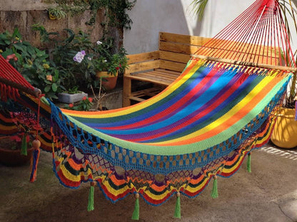 Cute Multicolor Hammock with Wood - Natural Cotton | Columpiame