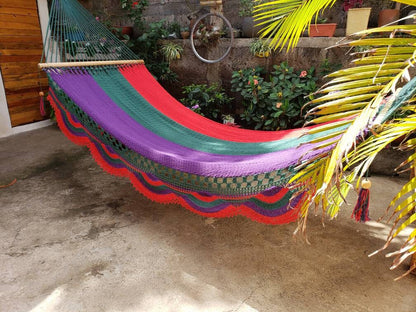 Beautiful Red, Green and Purple Hammock - Natural Cotton | Columpiame