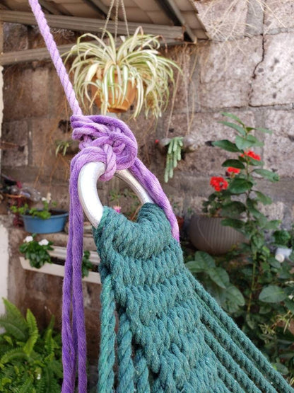 Beautiful Red, Green and Purple Hammock - Natural Cotton | Columpiame