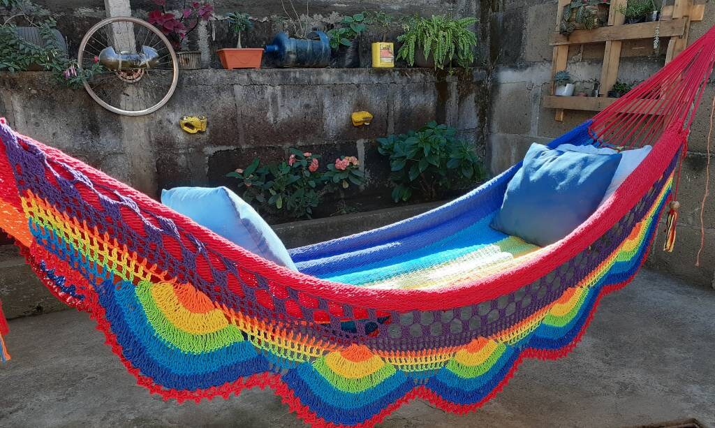 Multicolor Hammock Without Wood - Portable Natural Cotton | Columpiame
