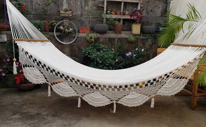 Beige Hammock with Wood - 100% Natural Cotton | Columpiame