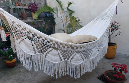 Beige Hammock Without Wood - Portable Natural Cotton | Columpiame
