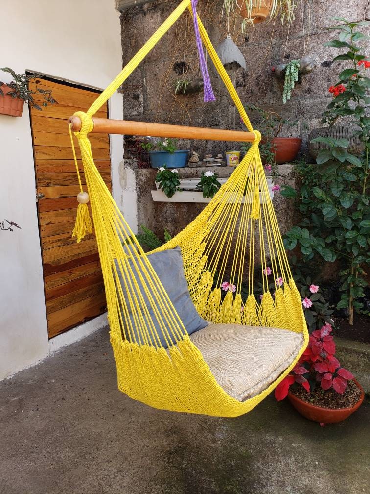 Cute Yellow Hanging Chair - 100% Natural Cotton | Columpiame