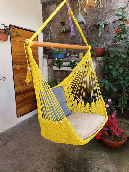 Cute Yellow Hanging Chair - 100% Natural Cotton | Columpiame