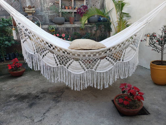 Beige Hammock Without Wood - Portable Natural Cotton | Columpiame