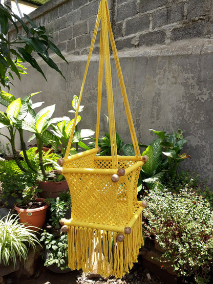 Beautiful Yellow Baby Hanging Chair - Natural Cotton | Columpiame