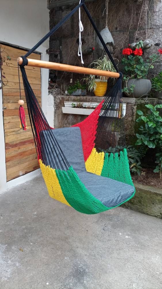 Rasta Hanging Chair - Natural Cotton & Wood | Columpiame
